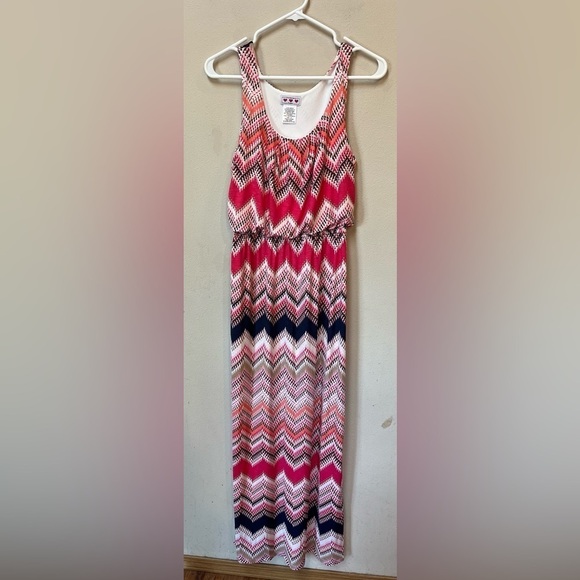 Three Pink Hearts Trixxie Women’s Pink Striped Boho Maxi Dress Stretch Small - Picture 1 of 10